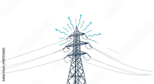 Electricity transmission tower with wires.