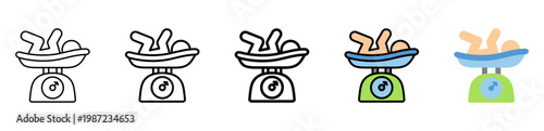 Baby Scale Icon With Differences and Colors