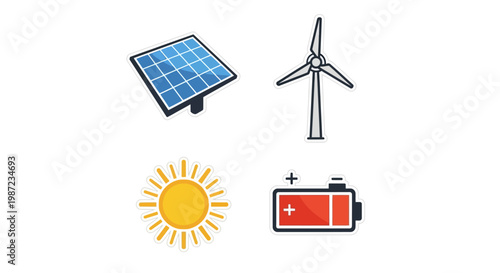 Renewable Energy Technology Icon Set.
