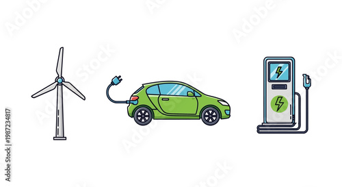 Electric car charging at station.