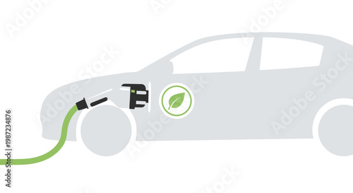 Electric car being charged outdoors.