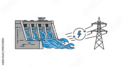 Hydroelectric Dam Generating Electricity Power.