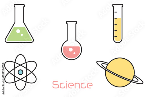 STEAM Education: Simple Illustration Icon Set for Science