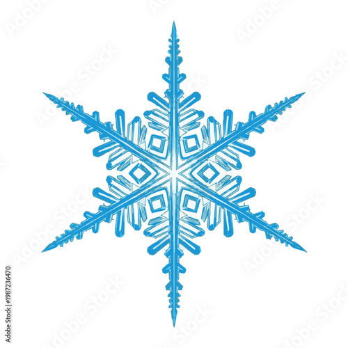 Blue snowflake, winter icon, frosty symbol, crystal graphic