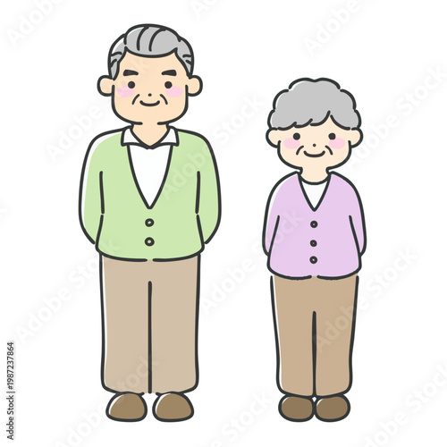 年配の老夫婦のイラスト｜挿絵に使えるシンプル素材