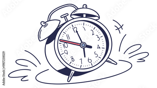 Classic Alarm Clock Time Concept Line Vector