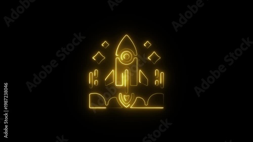 Neon rocket launch a glowing illustration of space exploration and futuristic technology in a dark setting