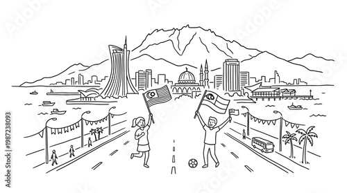 Sabah Cityscape Celebrating Malaysia Day