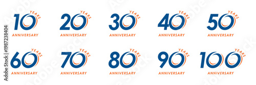 Set of collection numbers 10 to 100 Anniversary logo design