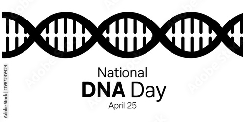 A minimalist black and white graphic design celebrating national dna day on the twenty fifth of april Vector, illustration