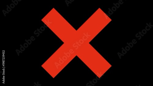 Red Cross Mark Animation on Alpha Channel Background 4K Video