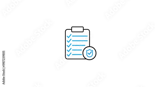 Checklist icon animation with clipboard checklist and check symbols. Checklist icon for task list, approval list and document checklist. Workflow status, progress tracking and completion.