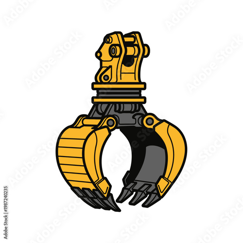 Heavy-duty hydraulic excavator claw attachment gripping mechanism