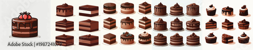 Chocolate Cake Vector Illustrations