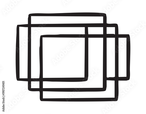 Layered grid for interface design. Squares arranged in overlapping layers for user interface arrangement. Design featuring gridlike overlapping squares to represent modular interface templates