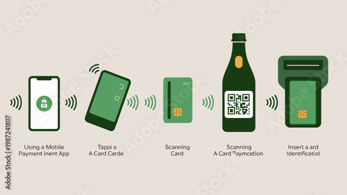 This illustration depicts the process of mobile and card payments showcasing options like tapping scanning and card insertion high quality professional detailed modern elegant stylish clean