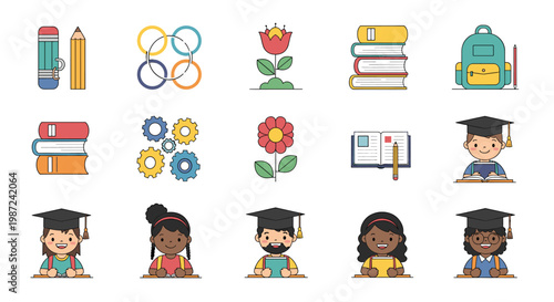 A cheerful young graduate happily studies, conveying excitement and potential. Ideal for educational content, websites, and marketing materials promot