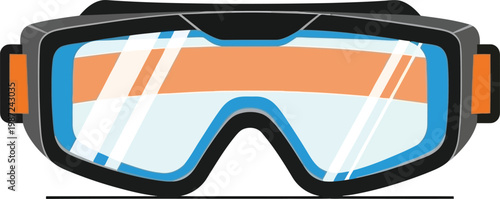 Sports protective goggles for skiing and snowboarding vector icon