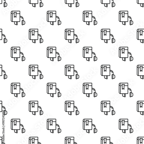 Repeating linear audiobook icons with headphones on a white background