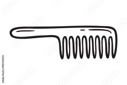 Simple icon for hair detangling. Icon representing wide tooth comb used in hair grooming services. Minimalist depiction of wide tooth comb highlighting hair styling and detangling features