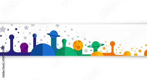 Colorful Alien Space Cityscape Scene.