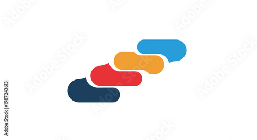 Colorful puzzle pieces connected.