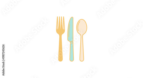 Colorful Utensils Fork Knife Spoon.