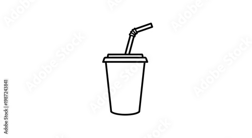 Disposable Cup with Straw.