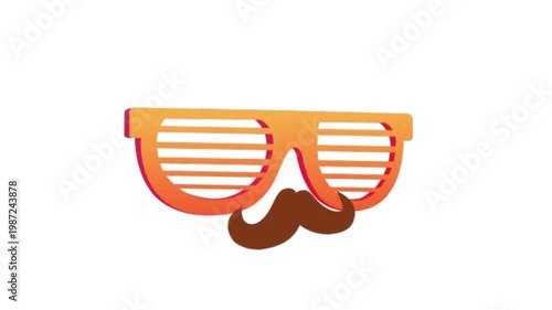 A playful video featuring cartoon sunglasses with a mustache on a white background