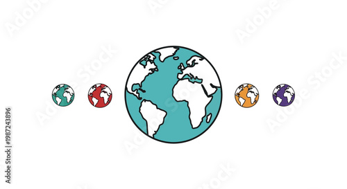 Earth Globe Icon Set.