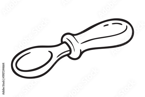 Rounded baby spoon with smooth handle designed for gentle feeding and weaning, shallow bowl protects gums, soft finish for delicate skin contact, compact ergonomic shape for caregiver control, neutral