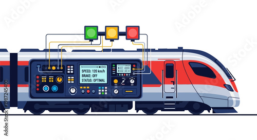 Modern Train Control Panel Interface System.