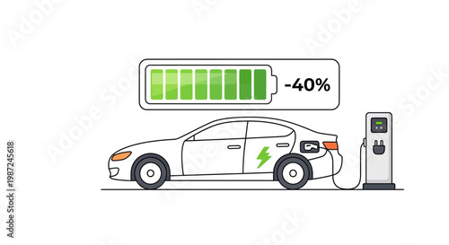 Electric Car Charging At Station.