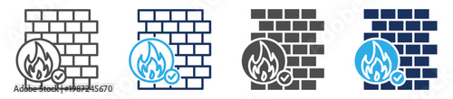 Bild auf Leinwand fire wall icon set multi concept
