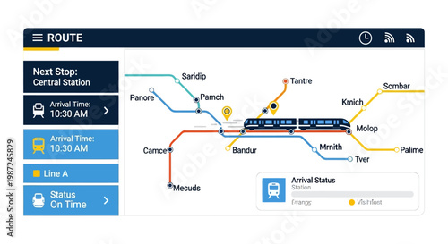 Public transportation route map display screen.