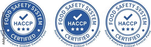 HACCP Food Safety Label or HACCP Food Safety Logo Vector Isolated on White Background. logo, badge, icon, sticker, label, emblem, stamp, symbol, flat vector, HACCP Certified