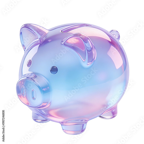 Glass Piggy Bank 3D Holographic Savings Finance Budget Icon