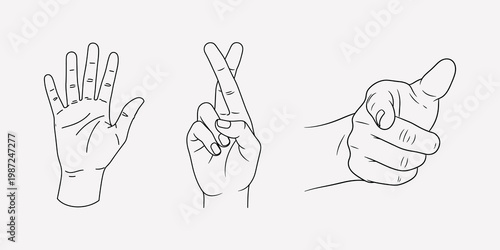 Hand gestures in sign language Vector, EPS