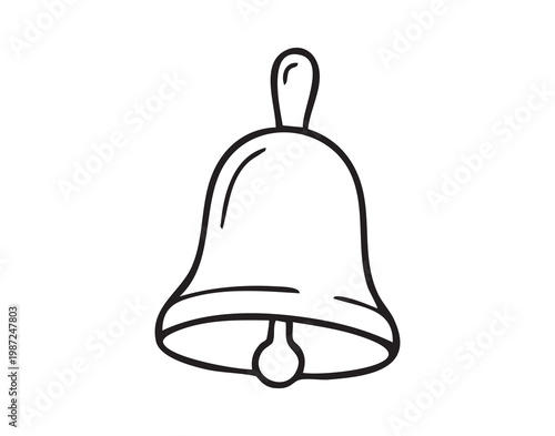 Simple bell outline signals urgent notification and attention, crisp monochrome line art ideal for interface, mobile app badge, or signage evokes punctuality, service, and short audible chime