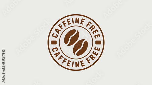 Brown caffeine free coffee beans logo on light gray background