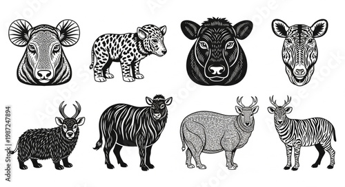 Canvas Print wild animals vector illustration