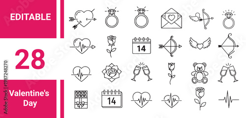 Valentine's Day icon. Editable line icons.Vector illustration.