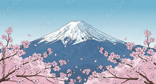 mt fuji and cherry blossoms