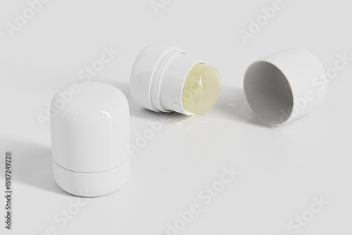 Fotografija cosmetic Stick mockup, twist-up stick applicator, glossy white Push up Deodorant