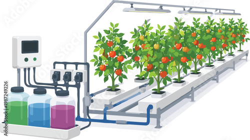 Hydroponic tomato farm with nutrient tanks hydroponics