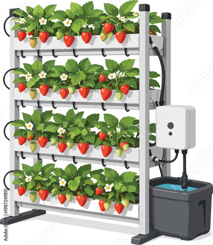 Vertical Hydroponic Strawberry Farm with Automated System