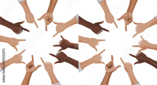 Diverse Hands Gestures Collection with Multiracial Hands Pointing and Sign Language Symbols for Communication and Social Interaction Designs