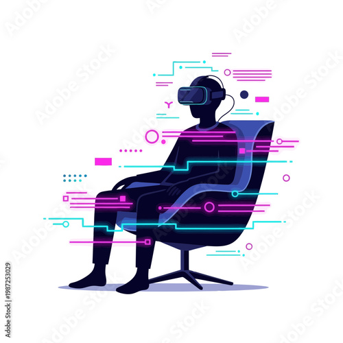 User Engages in Virtual Reality Experience While Seated in Chair