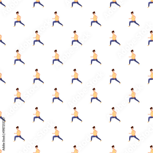 Pregnant woman jogging in a seamless pattern promoting active maternity and well being