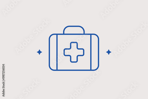 First aid kit for medical emergencies and rapid health response. Essential Vector Illustration and line icon is ideal for safety training and medical relief supply kits.
